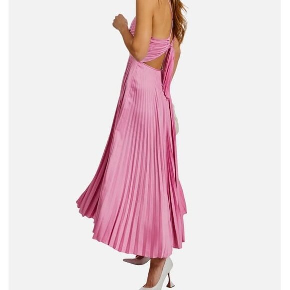 ALC Gemini Pleated Midi Dress Pink In Chateau Rose Size 10 - Picture 4 of 5